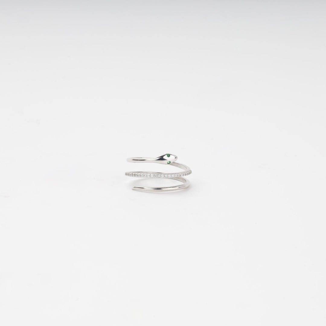 Silver 925 Snake Wrap Ring with Cubic Zirconia | Ukrainian Jewelry