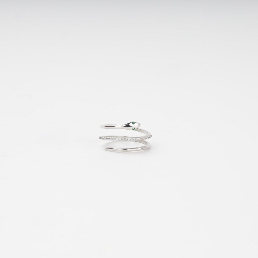Silver 925 Snake Wrap Ring with Cubic Zirconia | Ukrainian Jewelry