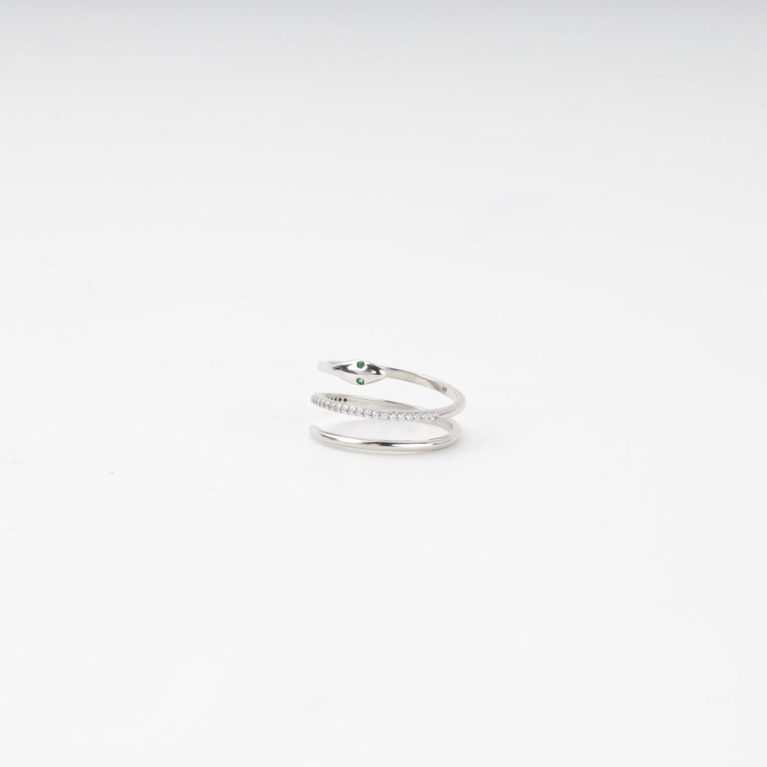 Silver 925 Snake Wrap Ring with Cubic Zirconia | Ukrainian Jewelry