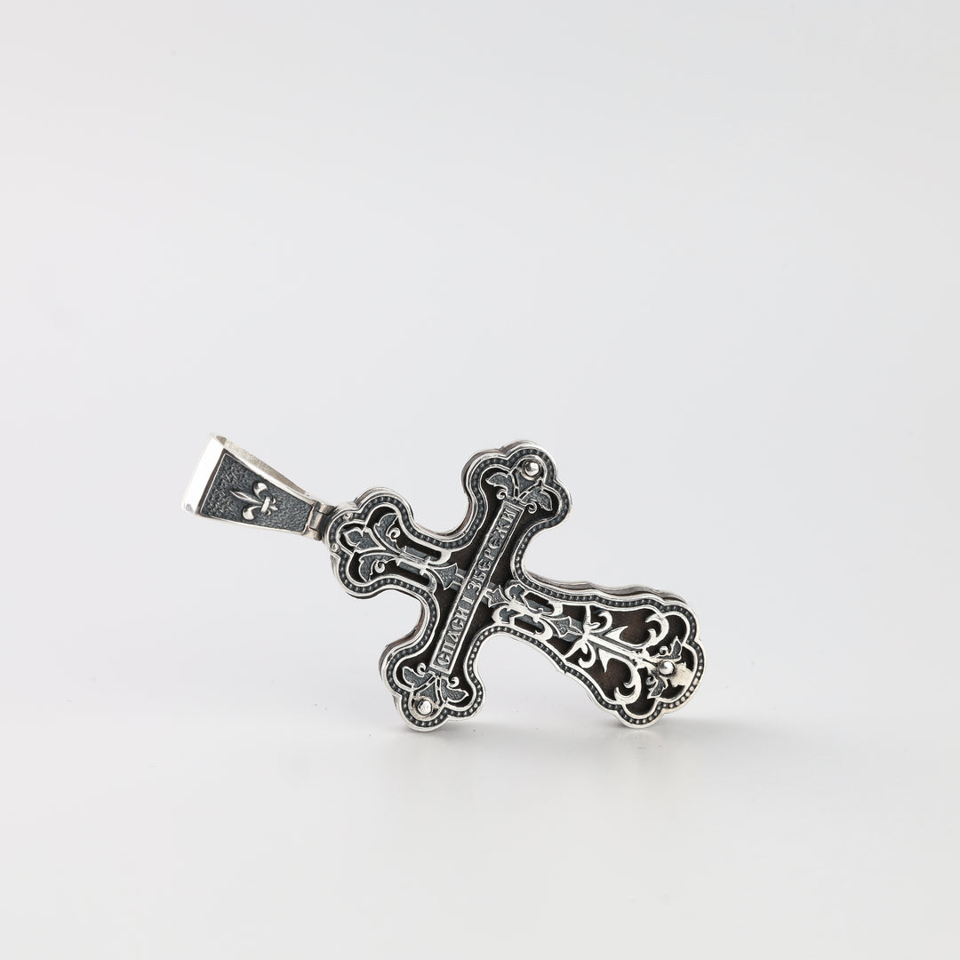 Sterling silver 925 crucifix pendant with engraved decorated bail