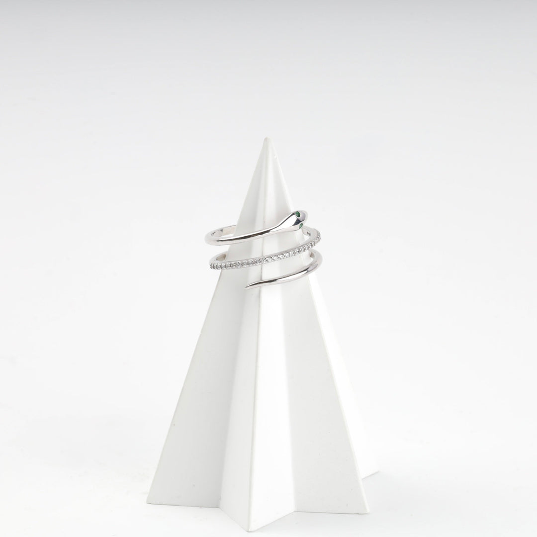 Silver 925 Snake Wrap Ring with Cubic Zirconia | Ukrainian Jewelry