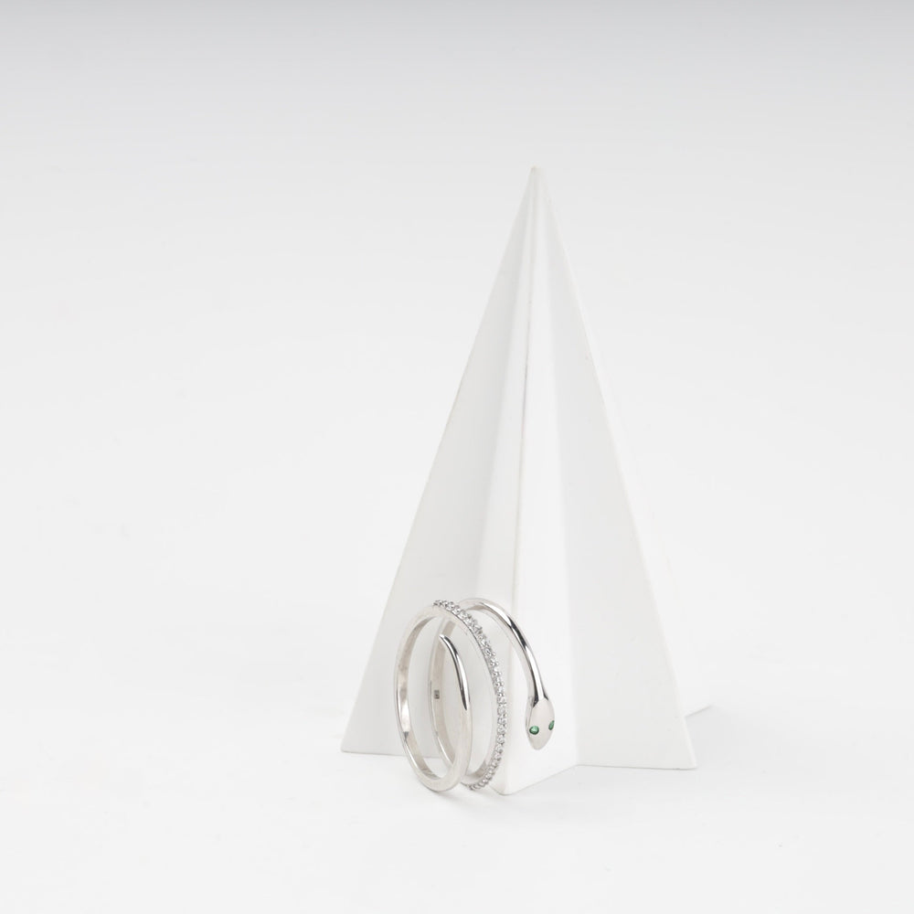 Silver 925 Snake Wrap Ring with Cubic Zirconia | Ukrainian Jewelry