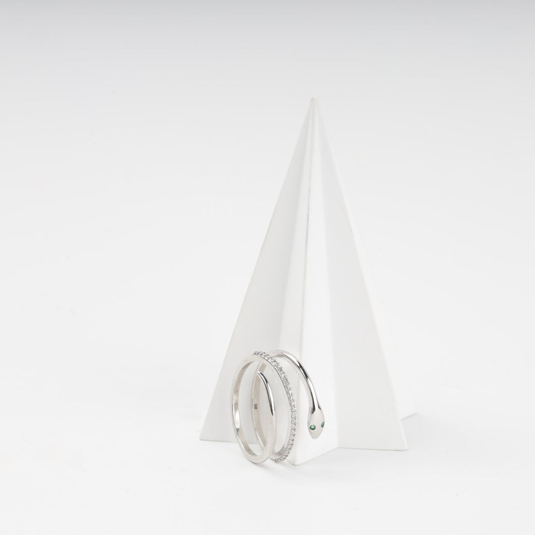 Silver 925 Snake Wrap Ring with Cubic Zirconia | Ukrainian Jewelry
