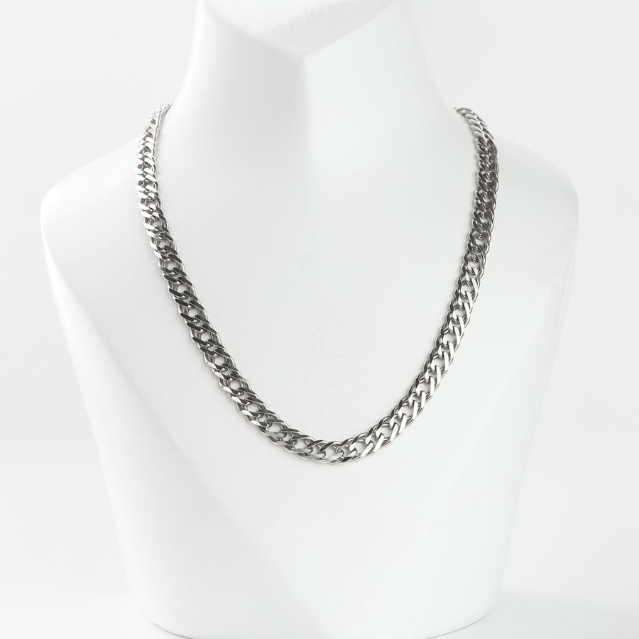Silver 925 double curb chain necklace 5.7 mm on a display bust