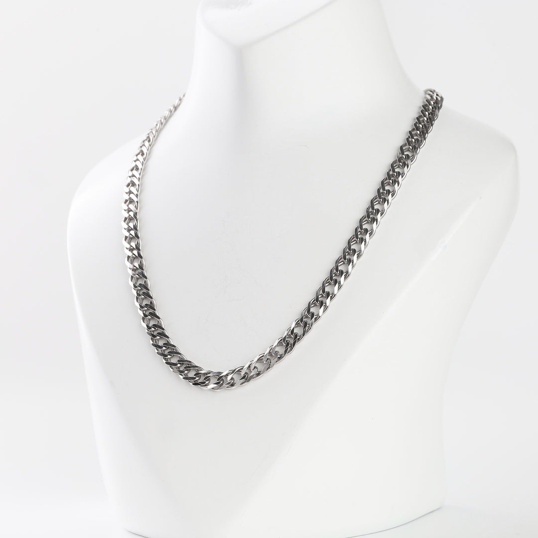 Rhodium-plated Silver 925 double curb chain, detail