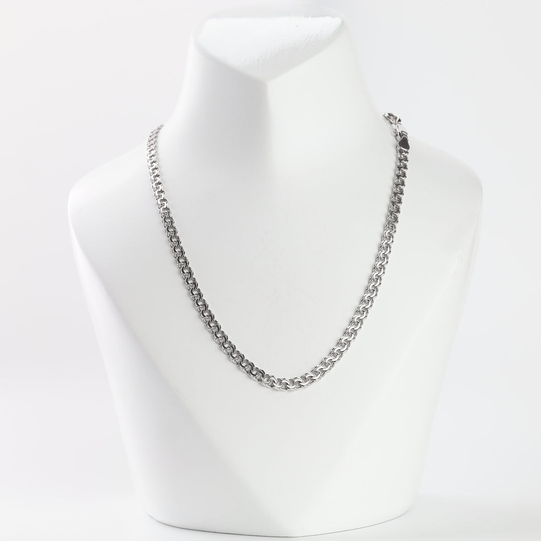 Silver 925 Bismarck chain necklace 3.8 mm displayed on a bust