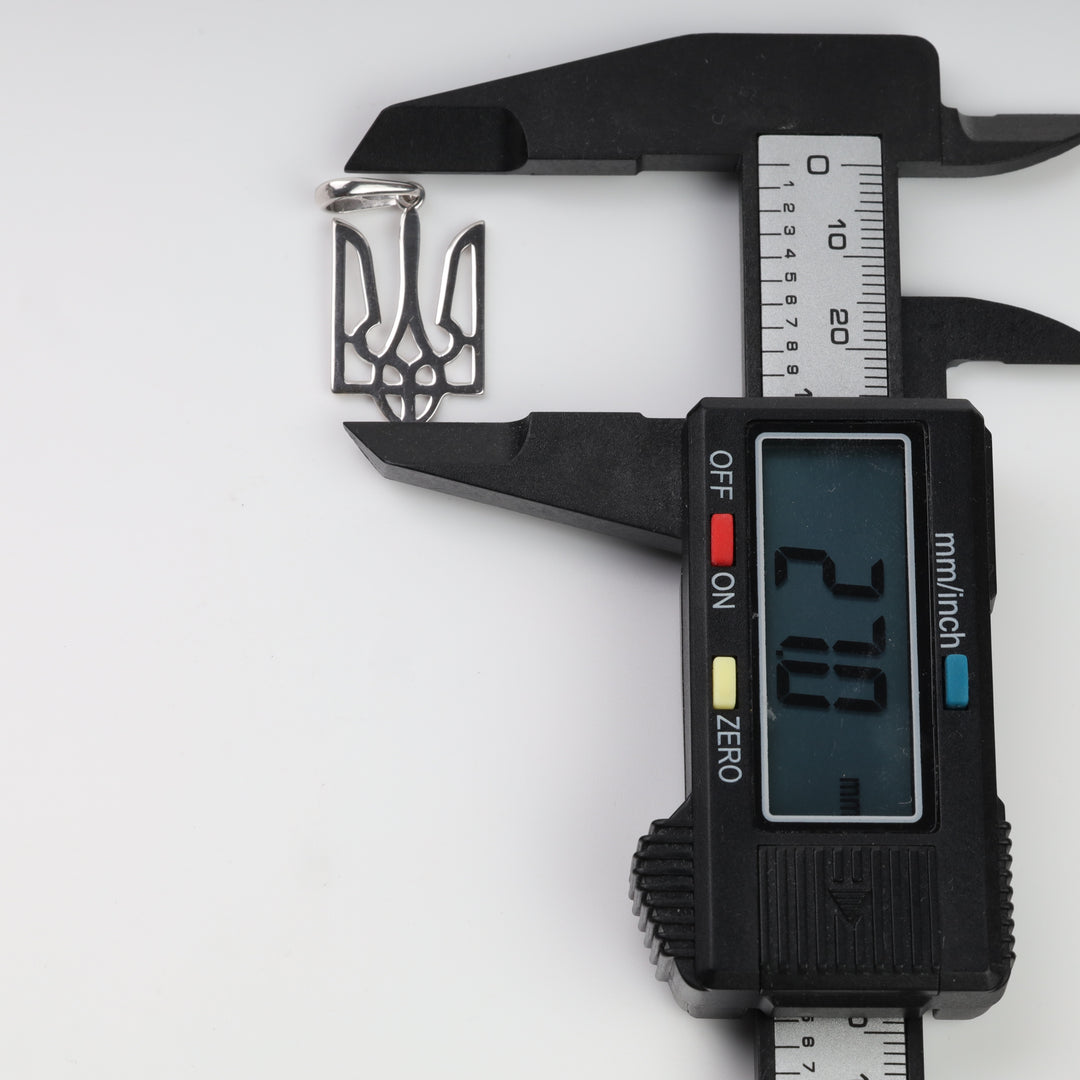 Silver 925 Ukrainian Tryzub pendant height measurement