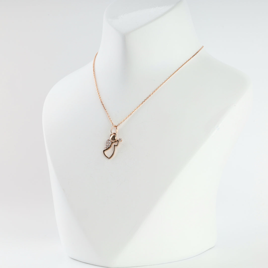Rose gold 585 angel pendant, front view
