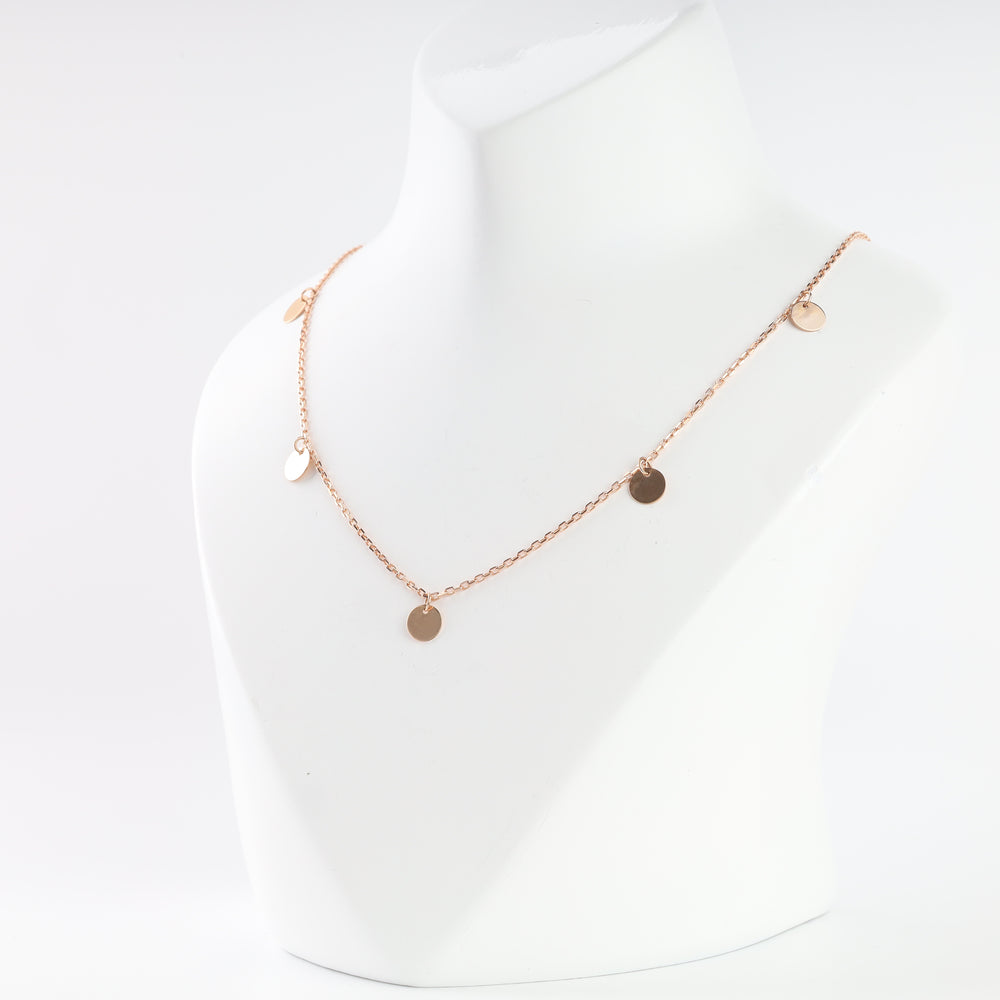 Rose gold 585 necklace with small polished discs