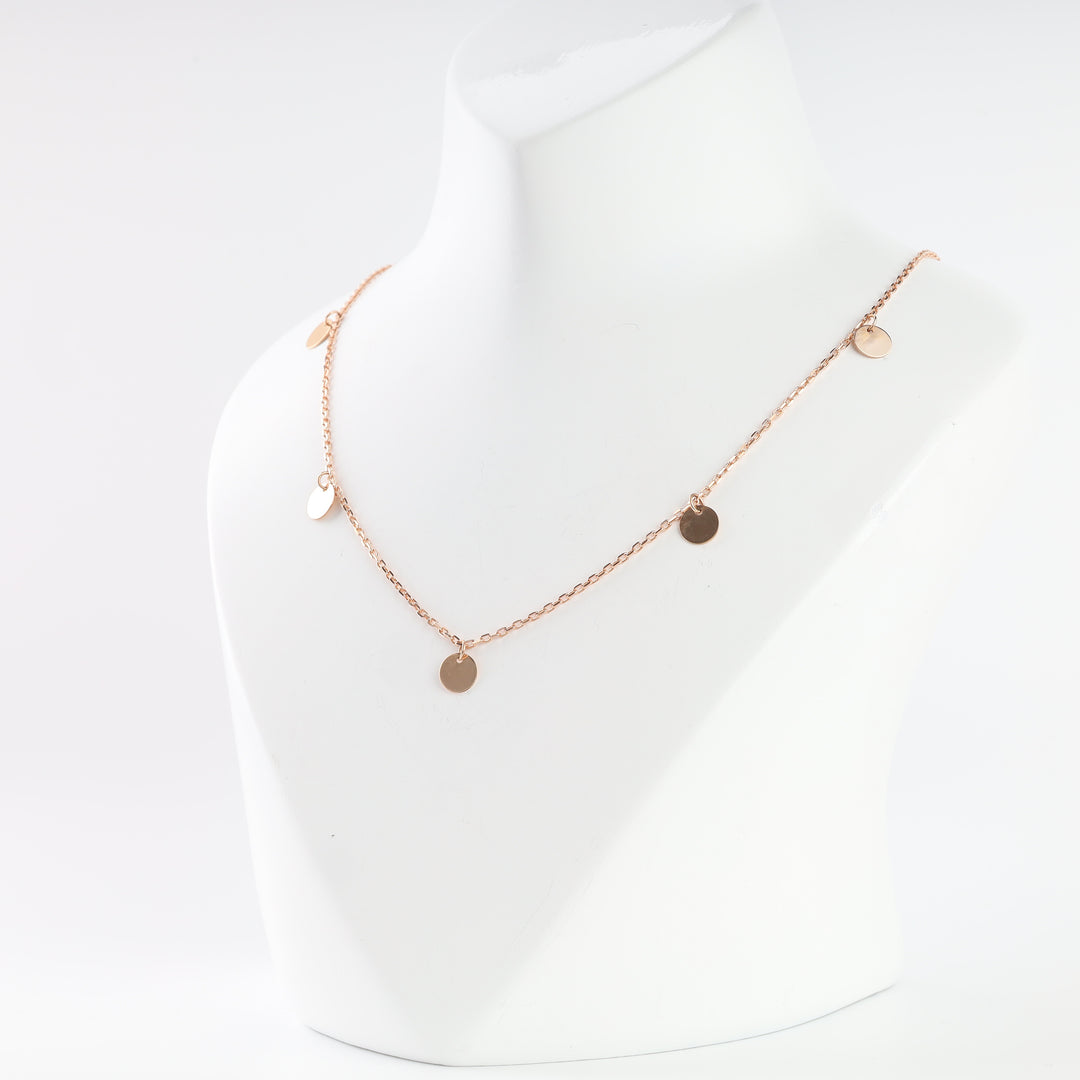 Rose gold 585 necklace with small polished discs