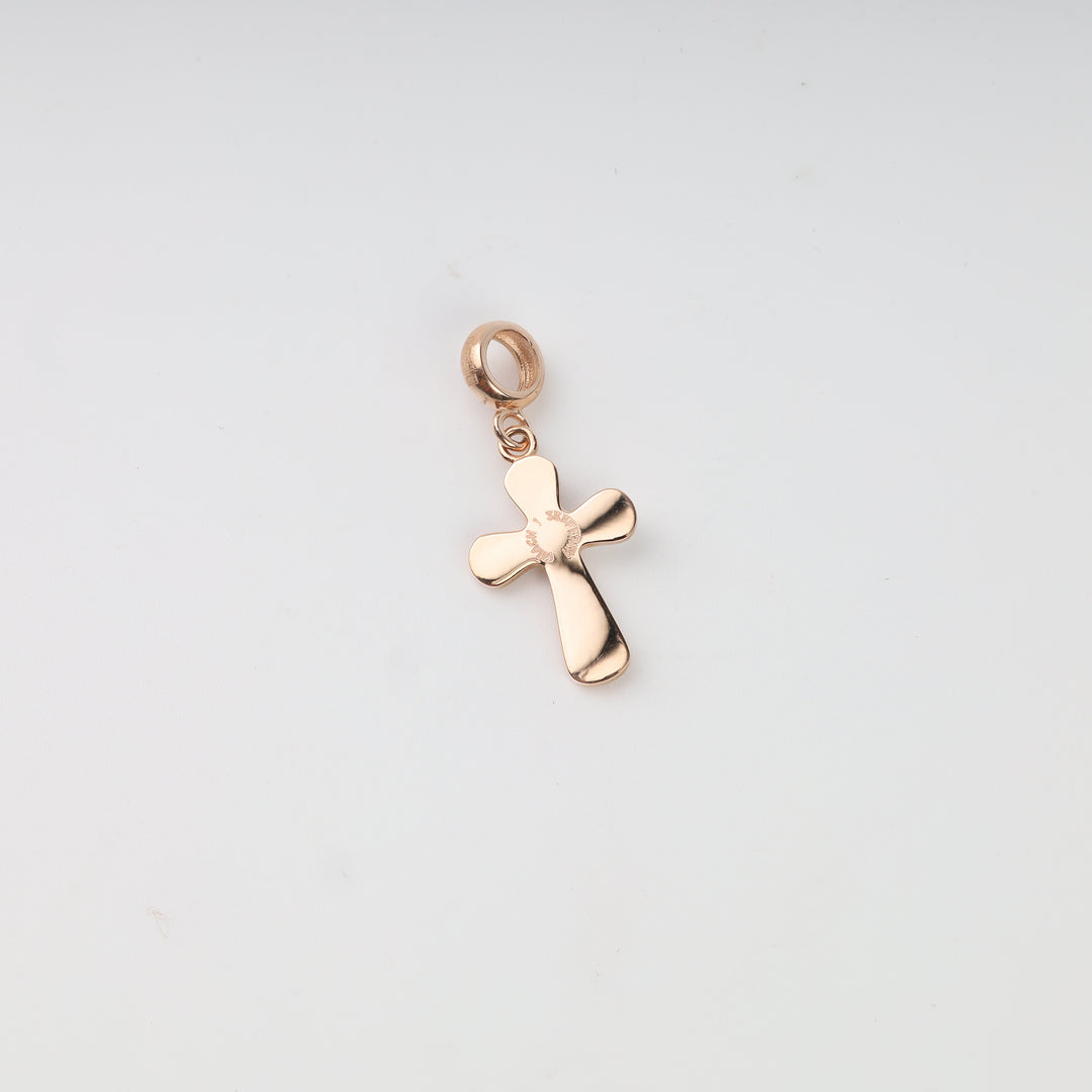14K (585) rose gold cross pendant close-up