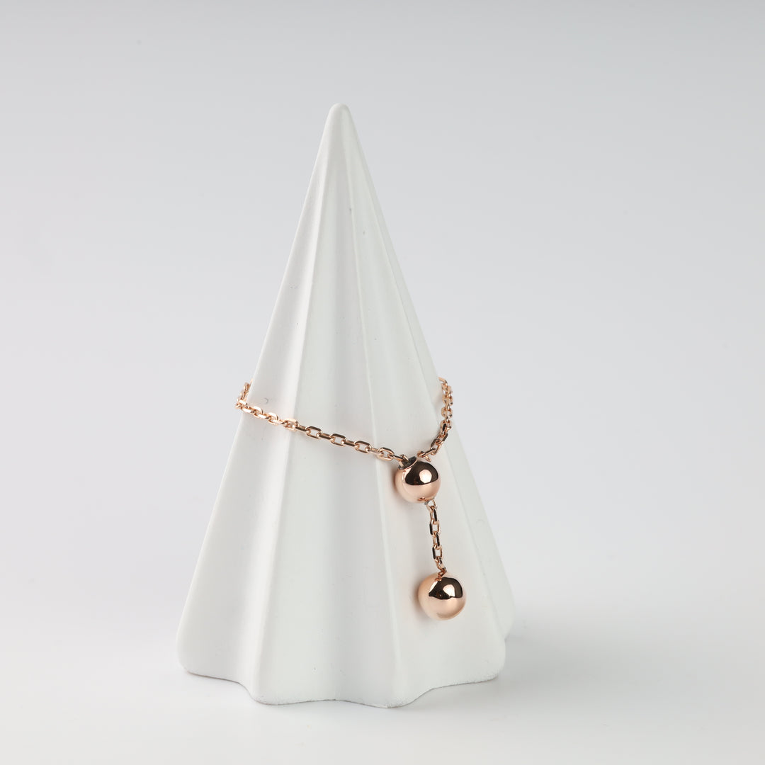 Adjustable 14K rose gold ball chain ring side view