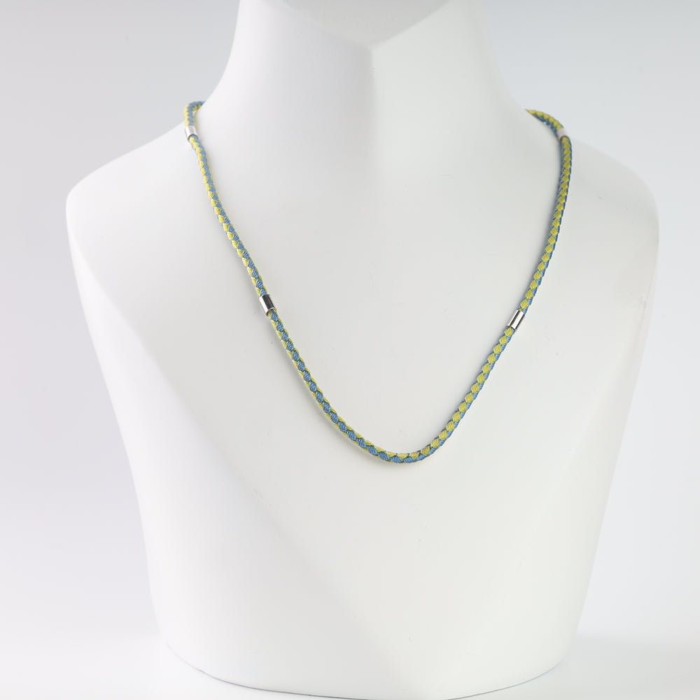 Blue-yellow jewelry cord styled with a Tryzub pendant, pendant not included