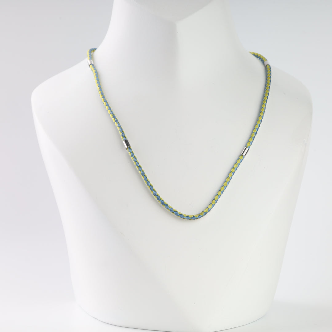 Blue-yellow jewelry cord styled with a Tryzub pendant, pendant not included