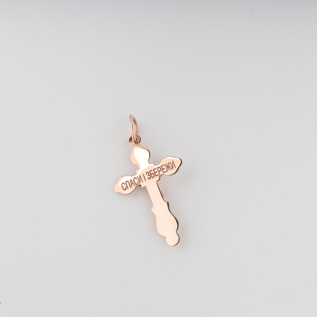 Openwork Carved Cross 14K (585) Rose and White Gold | Ukrainian Jewelry