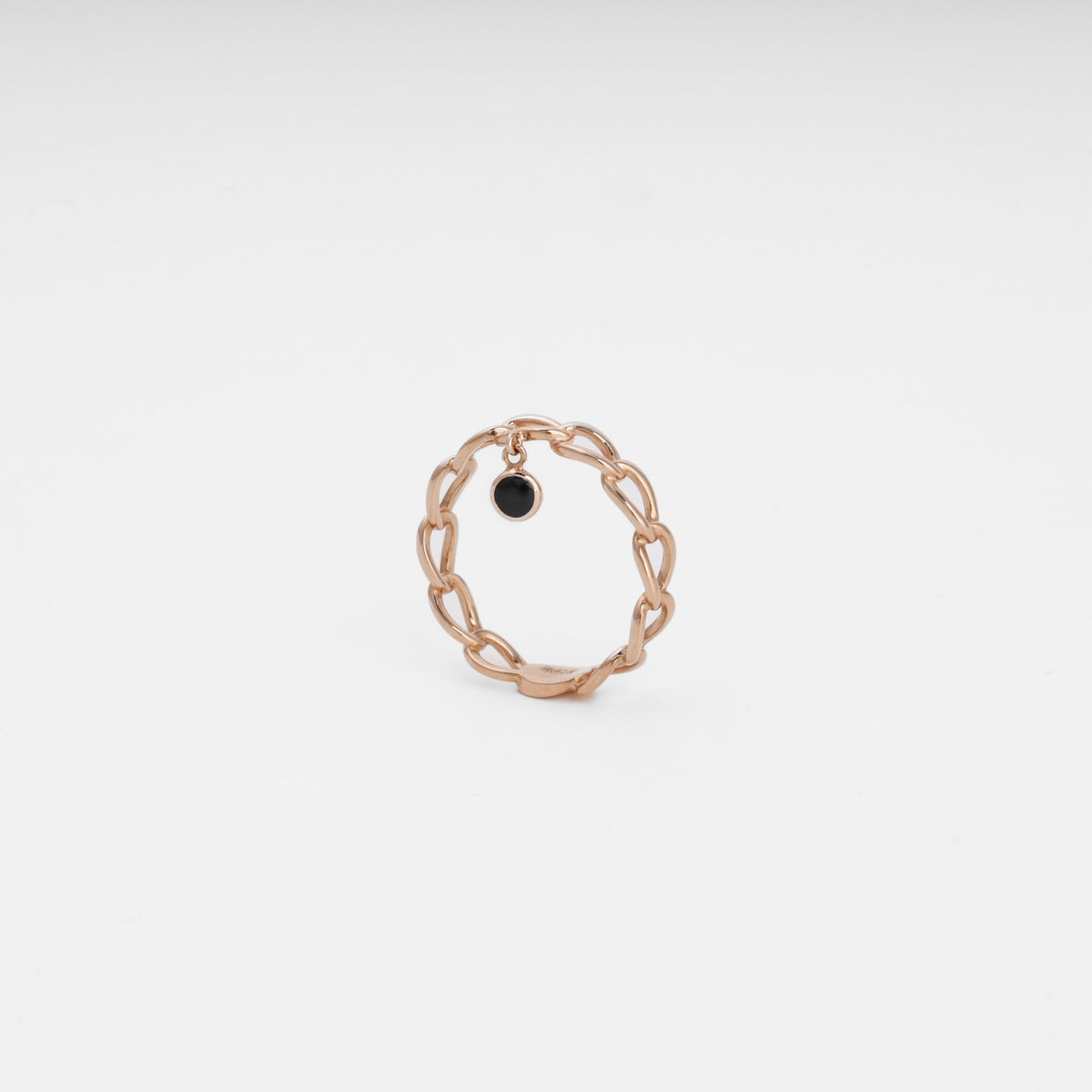 Chain Link Ring with Enamel Charm 14K (585) Rose Gold | Ukrainian Jewelry