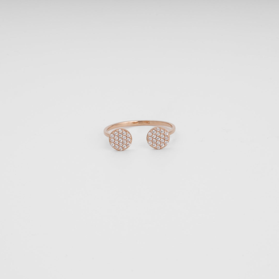 Open Disc Ring with Cubic Zirconia 14K (585) Rose Gold | Ukrainian Jewelry