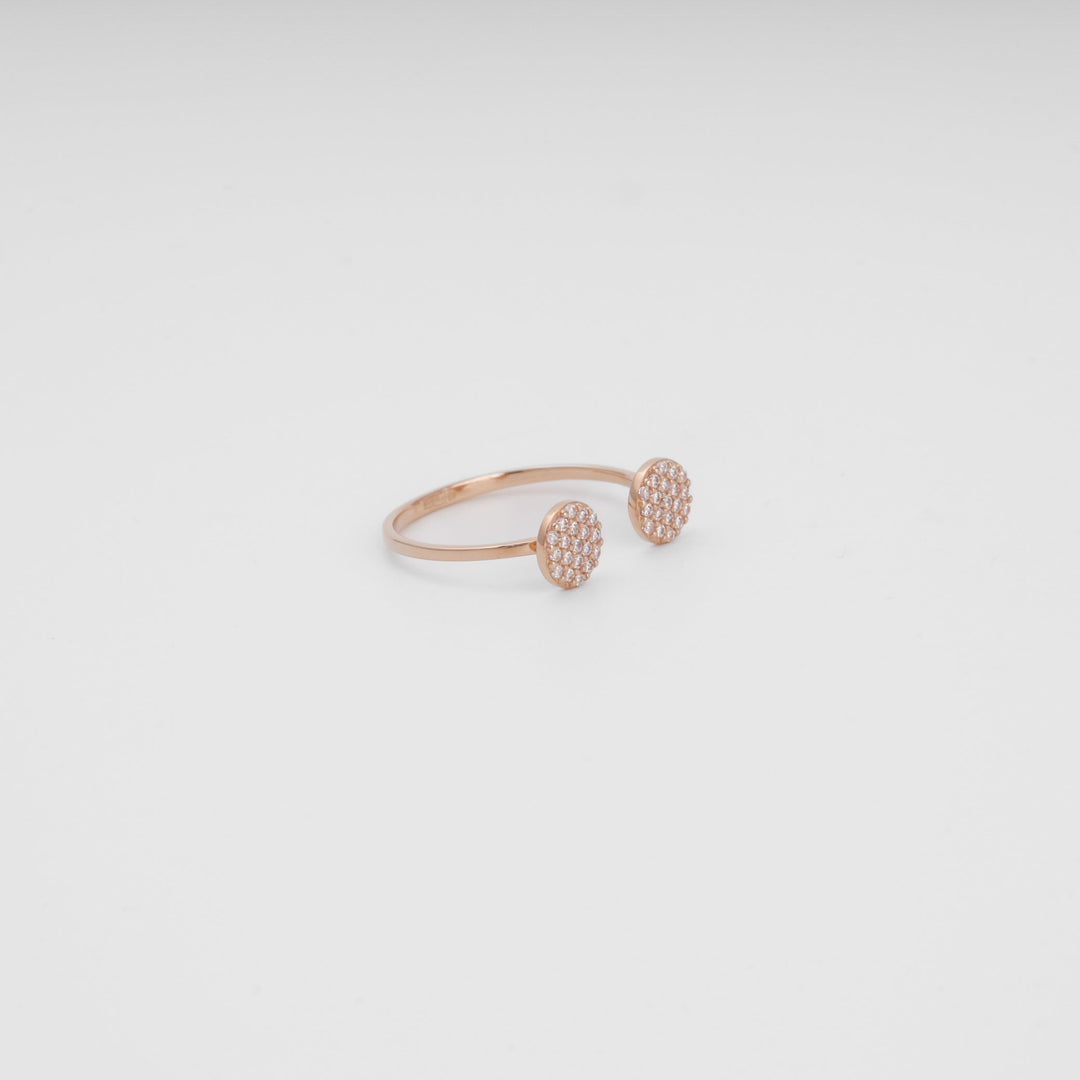 Open Disc Ring with Cubic Zirconia 14K (585) Rose Gold | Ukrainian Jewelry