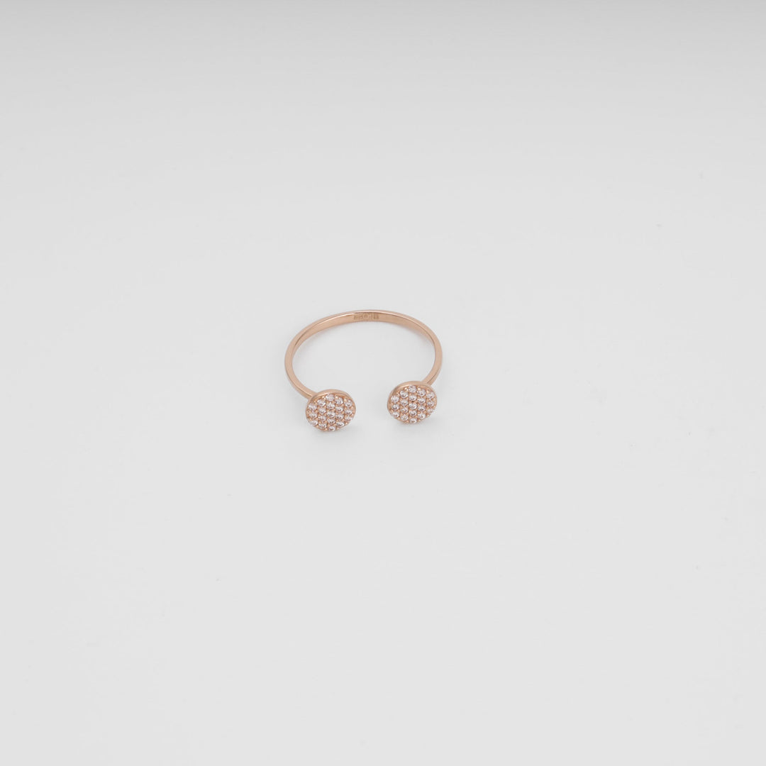 Open Disc Ring with Cubic Zirconia 14K (585) Rose Gold | Ukrainian Jewelry