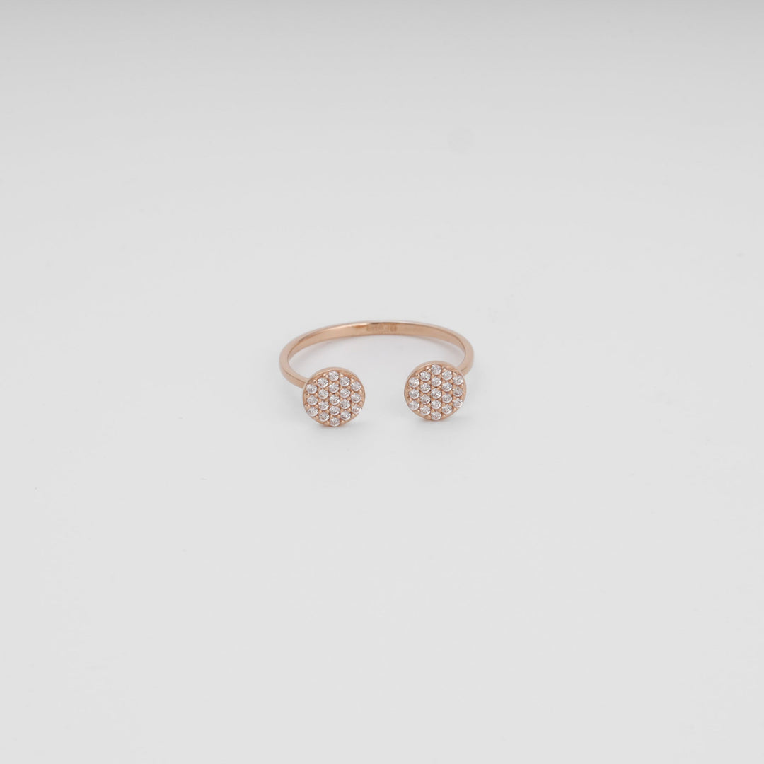 Open Disc Ring with Cubic Zirconia 14K (585) Rose Gold | Ukrainian Jewelry