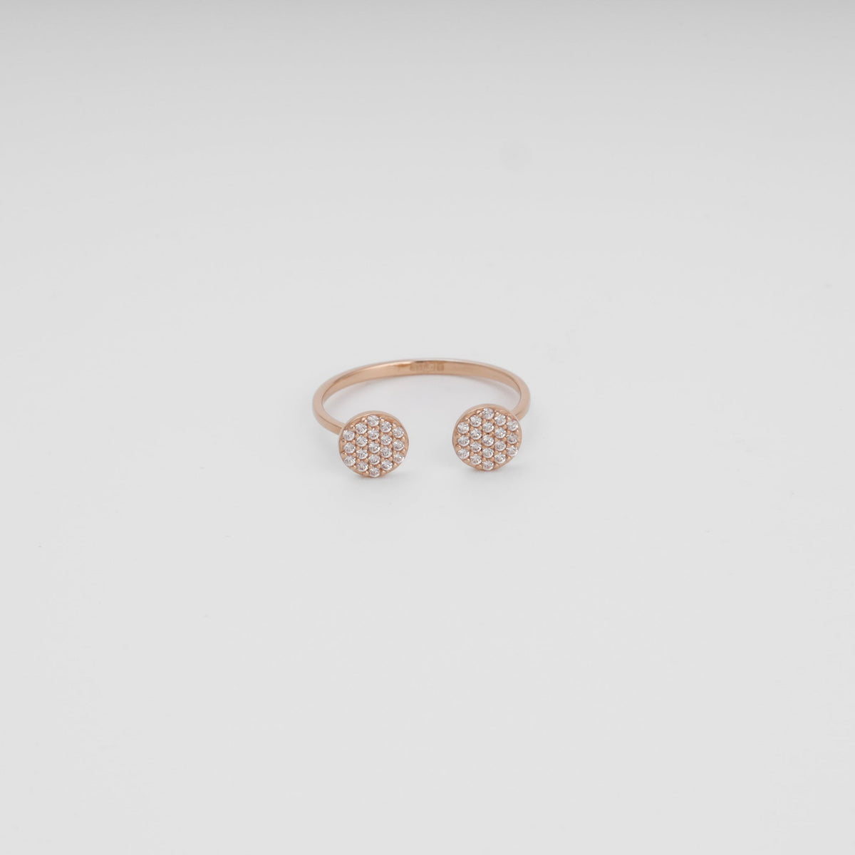 Open Disc Ring with Cubic Zirconia 14K (585) Rose Gold | Ukrainian Jewelry
