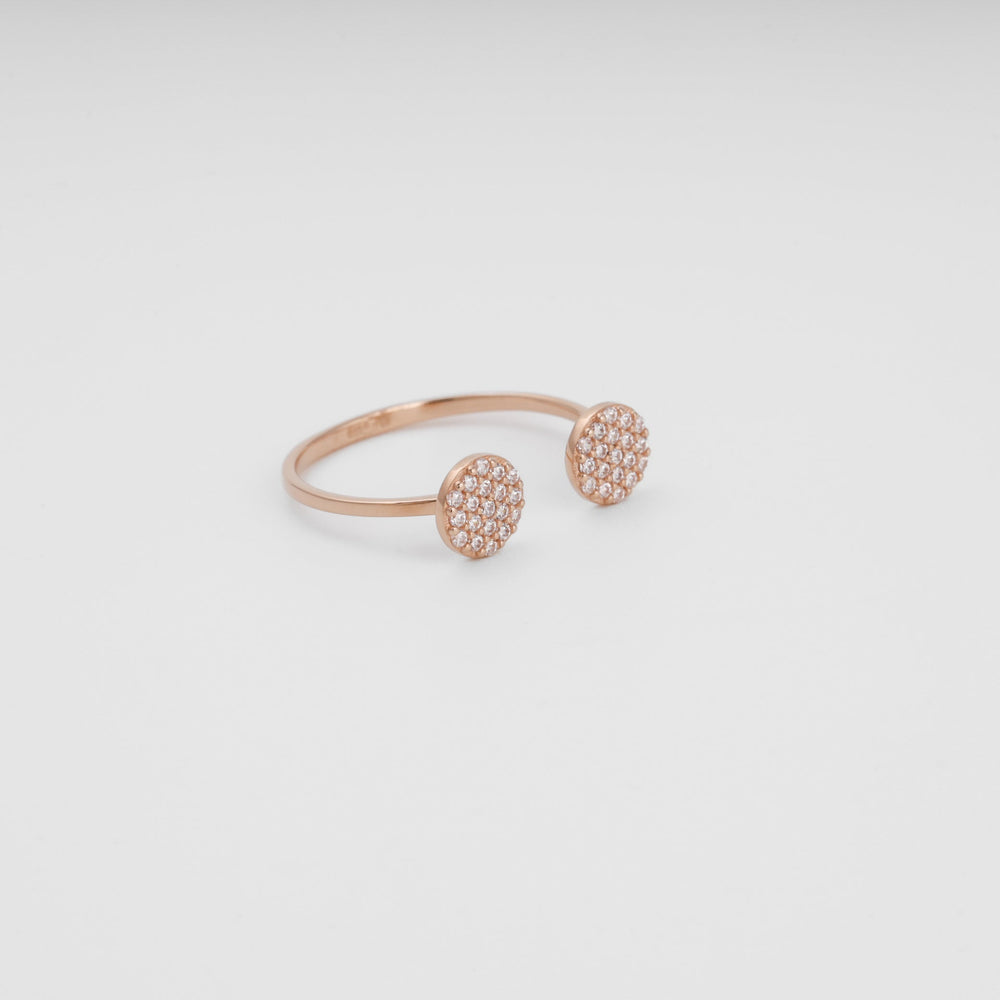 Open Disc Ring with Cubic Zirconia 14K (585) Rose Gold | Ukrainian Jewelry