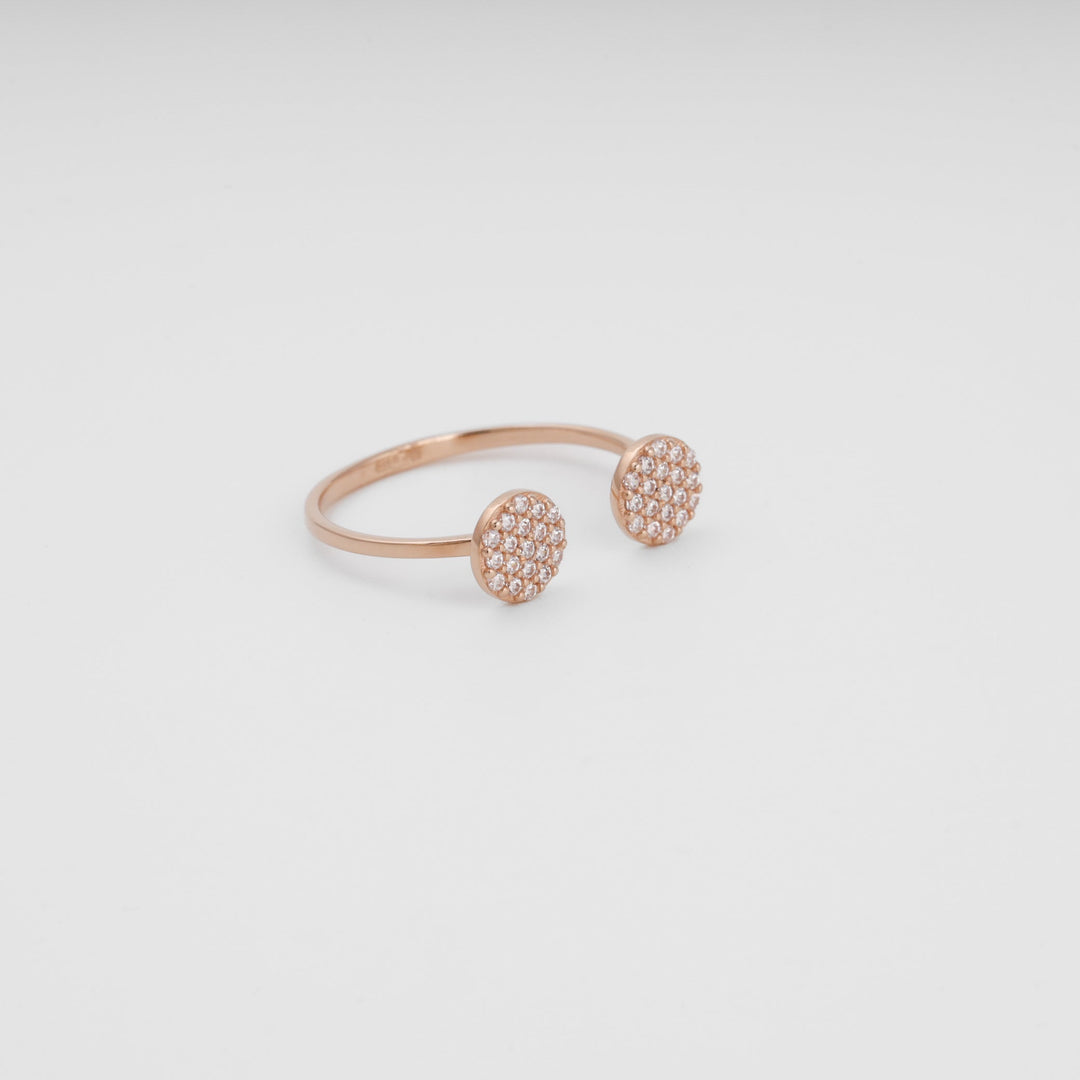 Open Disc Ring with Cubic Zirconia 14K (585) Rose Gold | Ukrainian Jewelry