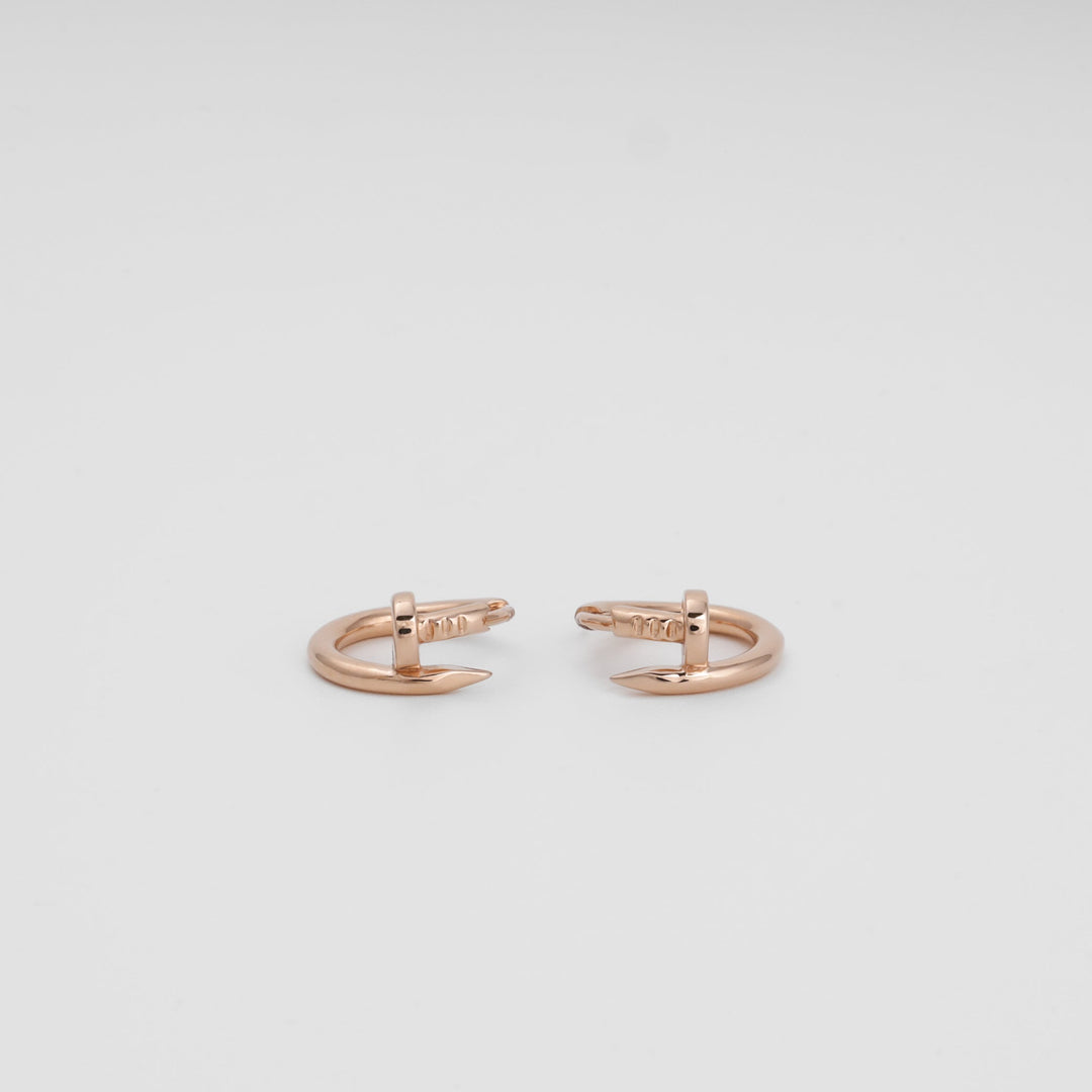 Rose Gold Huggie Earrings 14K (585) Smooth Round Hoop No Stones | Ukrainian Jewelry