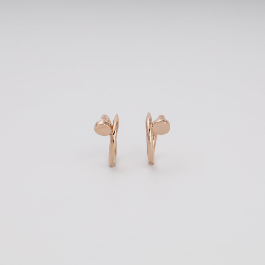 Rose Gold Huggie Earrings 14K (585) Smooth Round Hoop No Stones | Ukrainian Jewelry