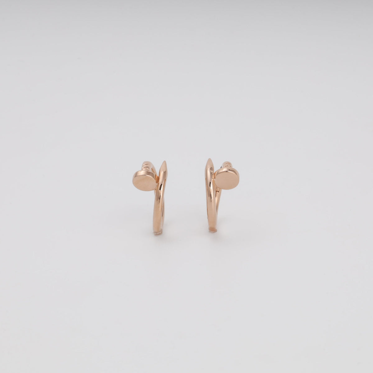 Rose Gold Huggie Earrings 14K (585) Smooth Round Hoop No Stones | Ukrainian Jewelry