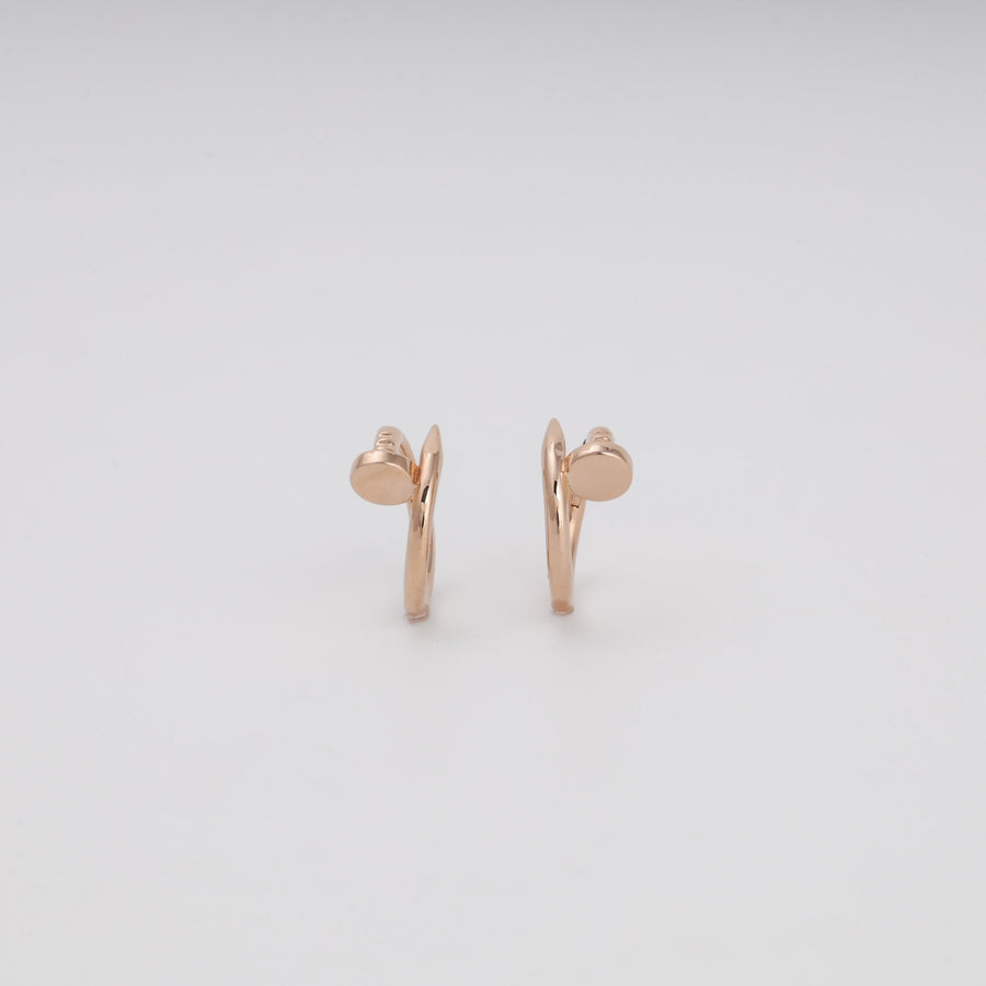 Rose Gold Huggie Earrings 14K (585) Smooth Round Hoop No Stones | Ukrainian Jewelry