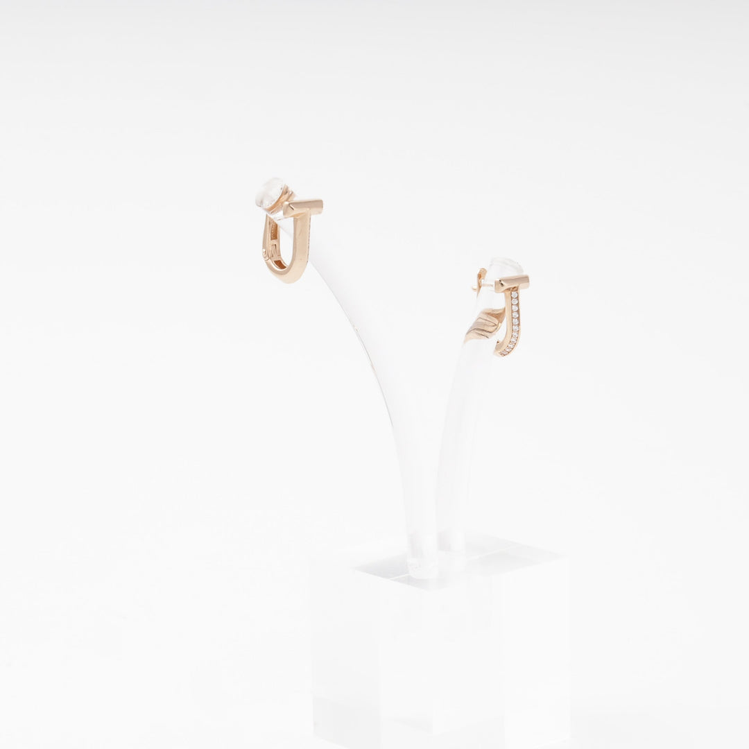 Rose Gold 585 T-Bar Earrings with Cubic Zirconia | Ukrainian Jewelry