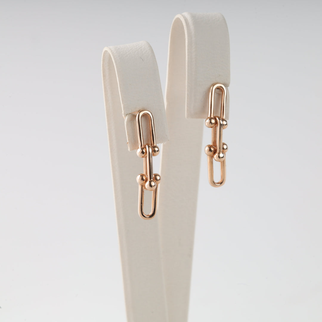Rose Gold 585 Hanging Chain Link Earrings | Ukrainian Jewelry