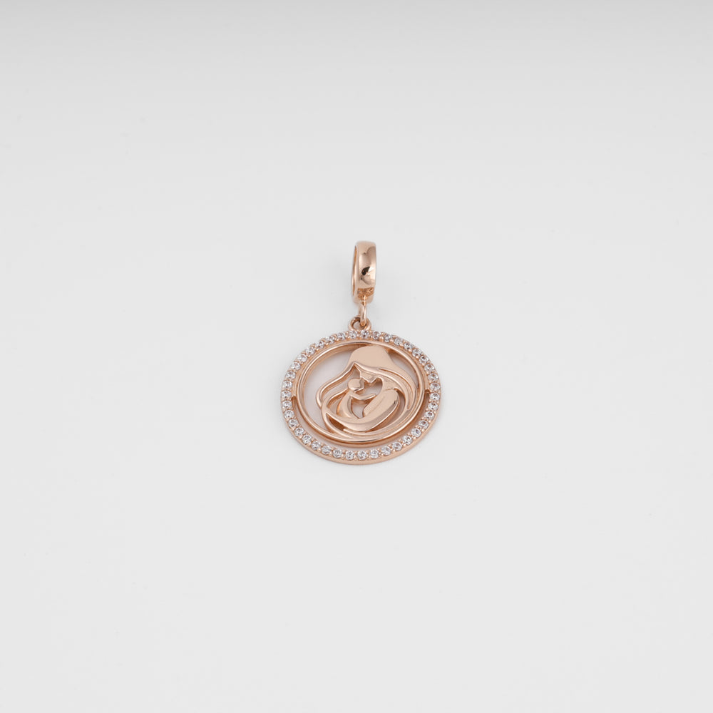 Mother and child gold pendant on white background, 14K rose gold 585 — Ukrainian Jewelry