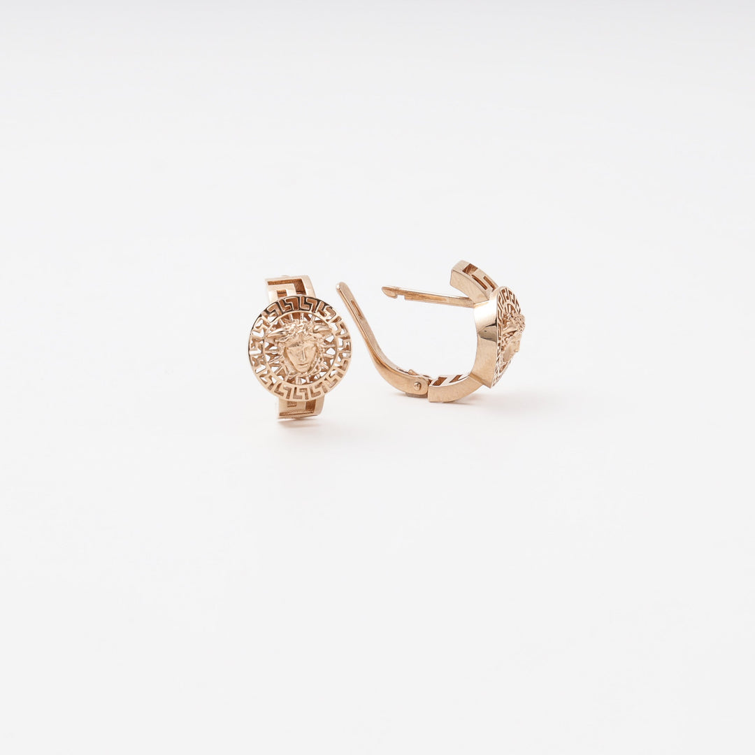 Rose Gold 585 Earrings with Medusa Gorgon Motif | Ukrainian Jewelry