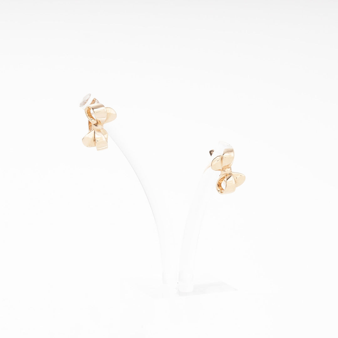 Rose Gold 585 (14K) Bow Earrings Plain Polished | Ukrainian Jewelry