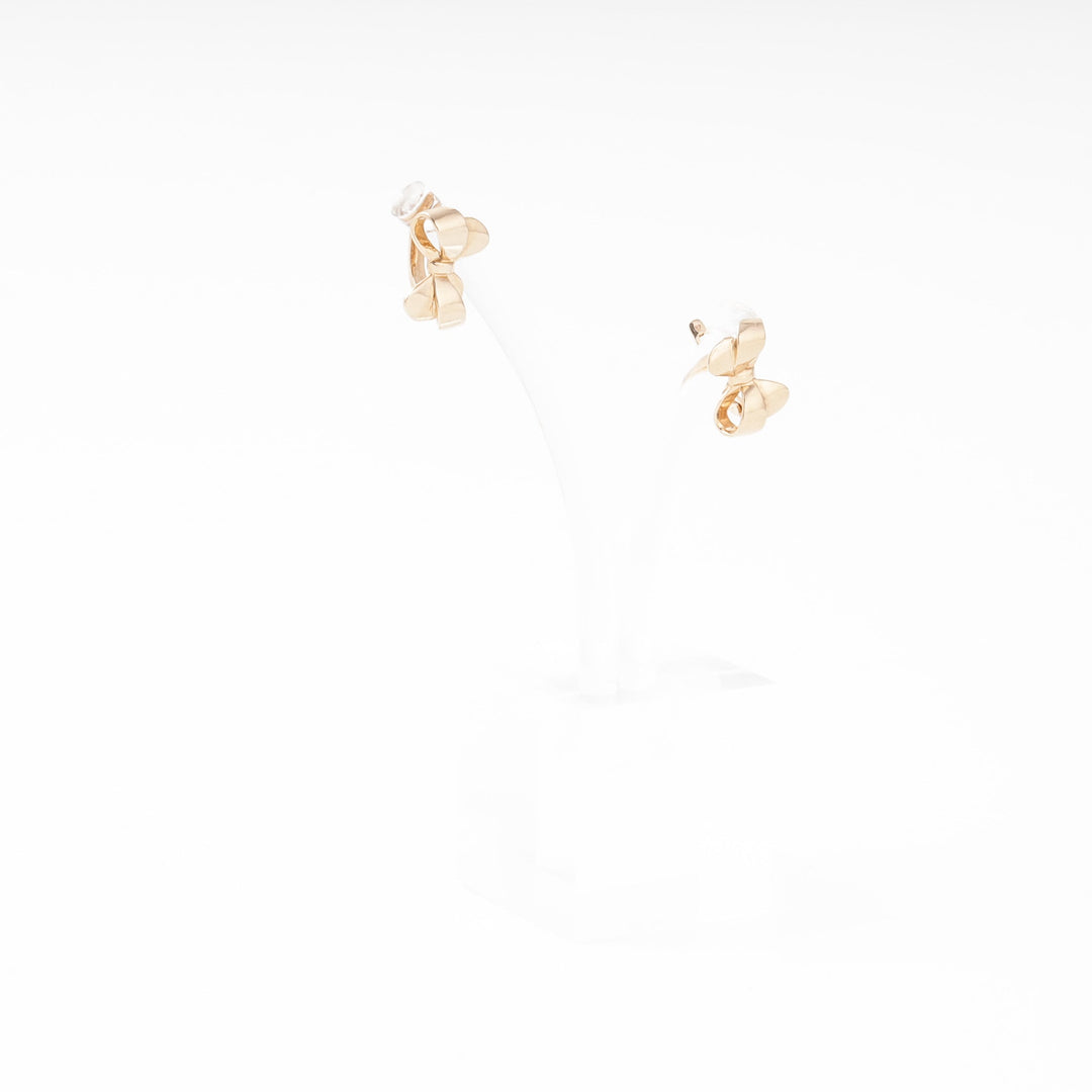 Rose Gold 585 (14K) Bow Earrings Plain Polished | Ukrainian Jewelry