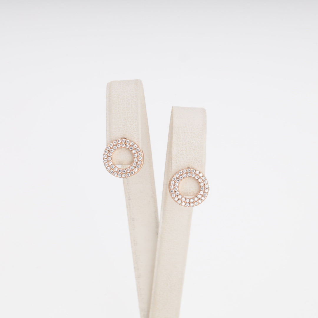 Circular Pavé Zirconia Earrings 14K (585) Rose Gold | Ukrainian Jewelry