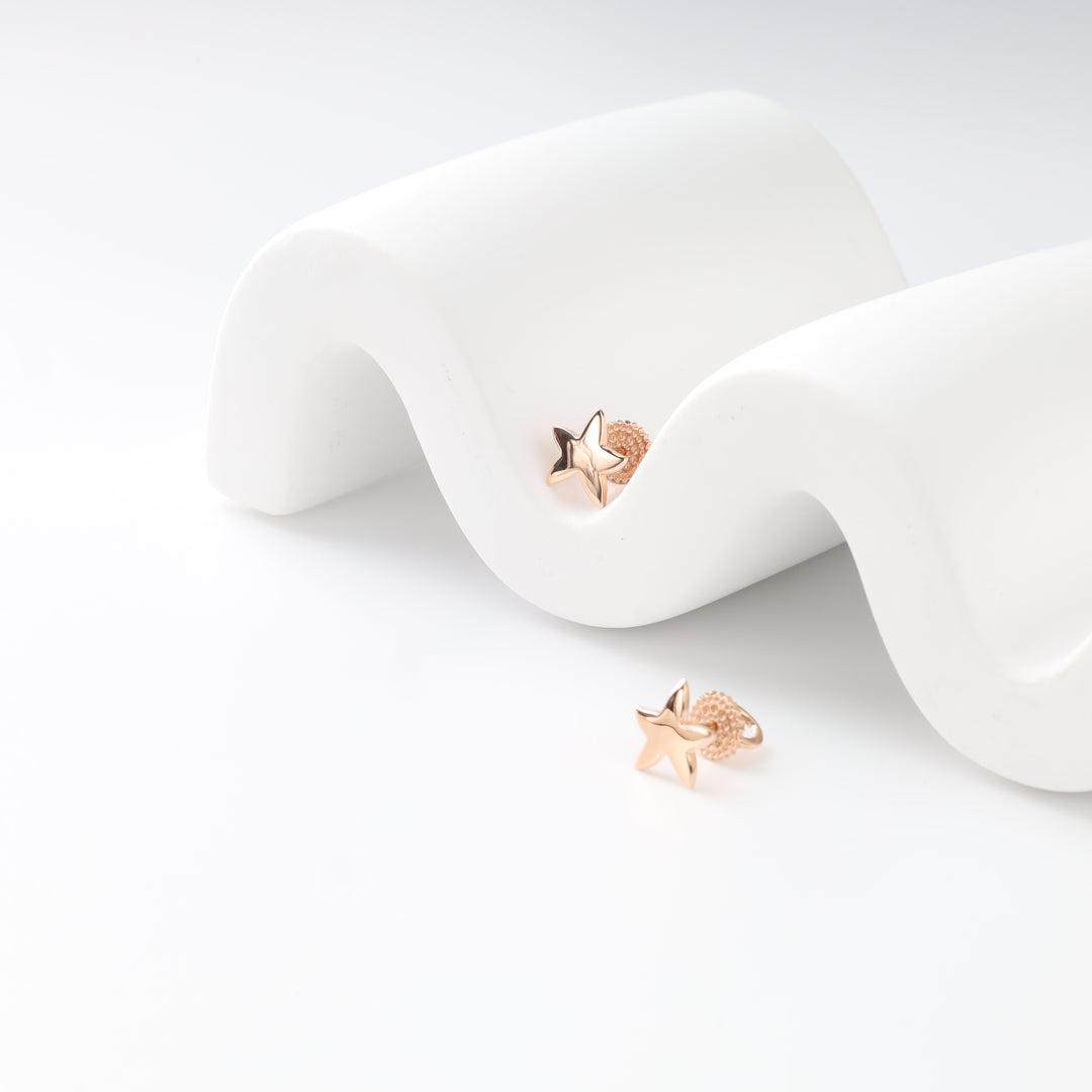 Five-point star stud earrings in 14K rose gold on white display