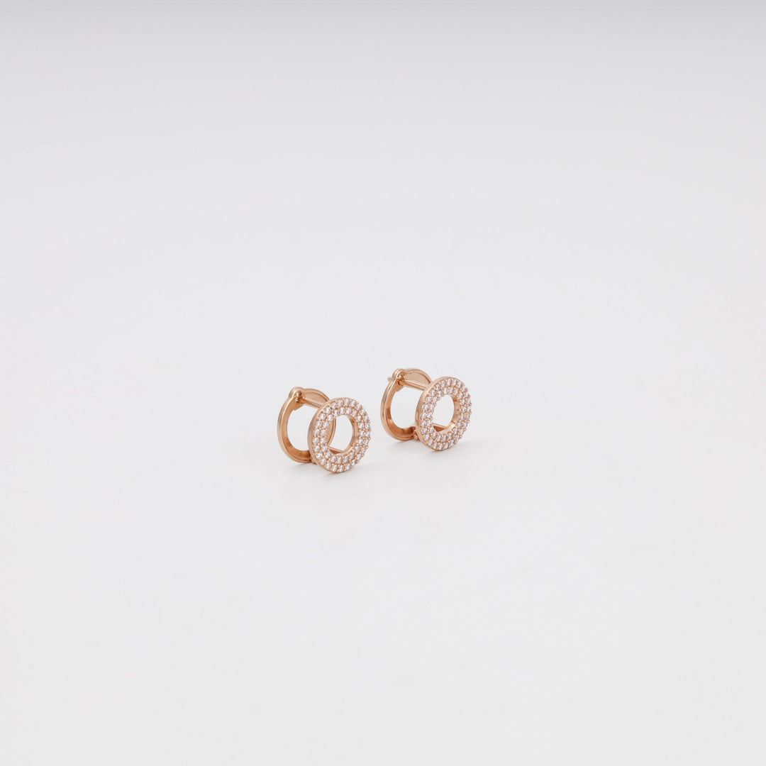 Circular Pavé Zirconia Earrings 14K (585) Rose Gold | Ukrainian Jewelry