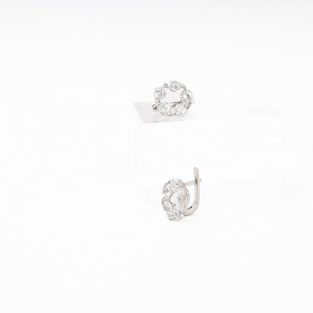Silver 925 CZ Circle Cluster Earrings | Ukrainian Jewelry