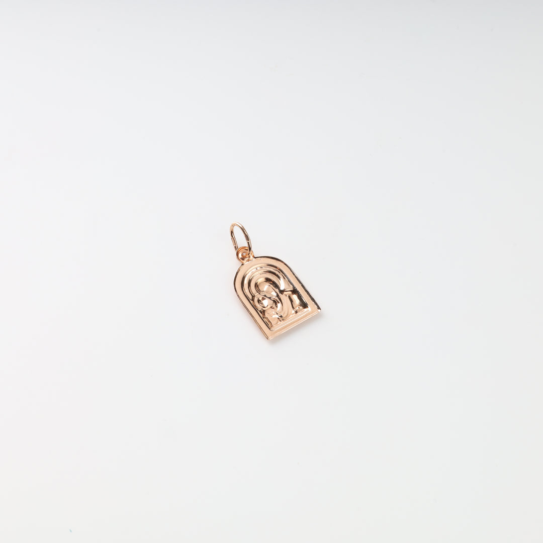 Smooth reverse of arched rose gold icon pendant