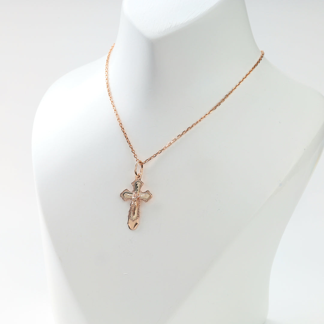 Jewelry tag for Ukrainian 585 gold cross pendant, weight 1.29 grams
