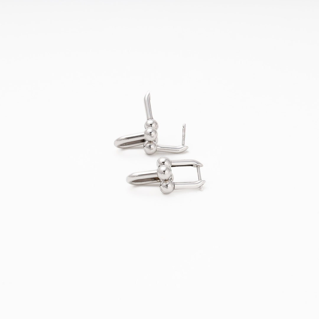 Gold 585 Open Drop Earrings with Ball Ends | Ukrainian Jewelry