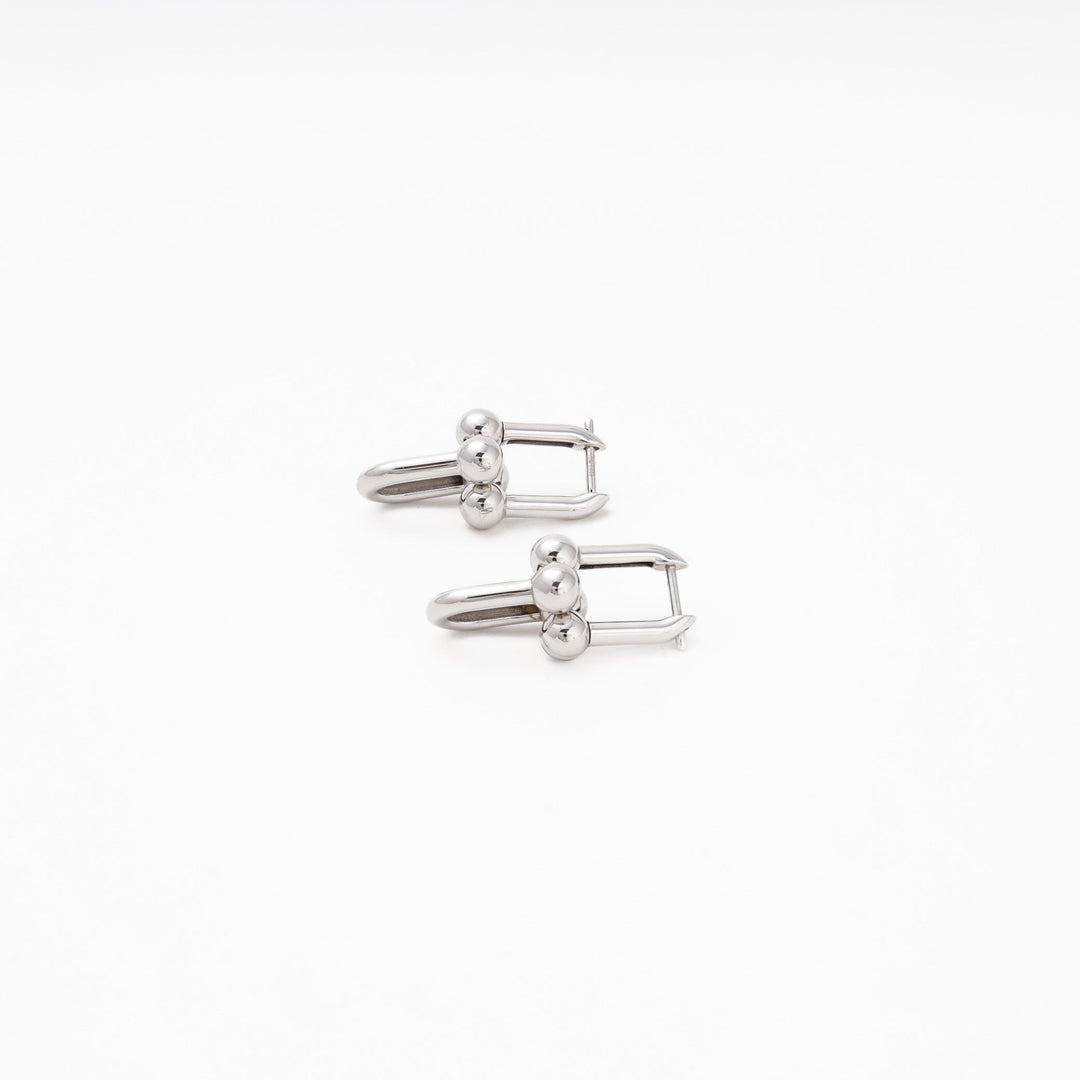 Gold 585 Open Drop Earrings with Ball Ends | Ukrainian Jewelry