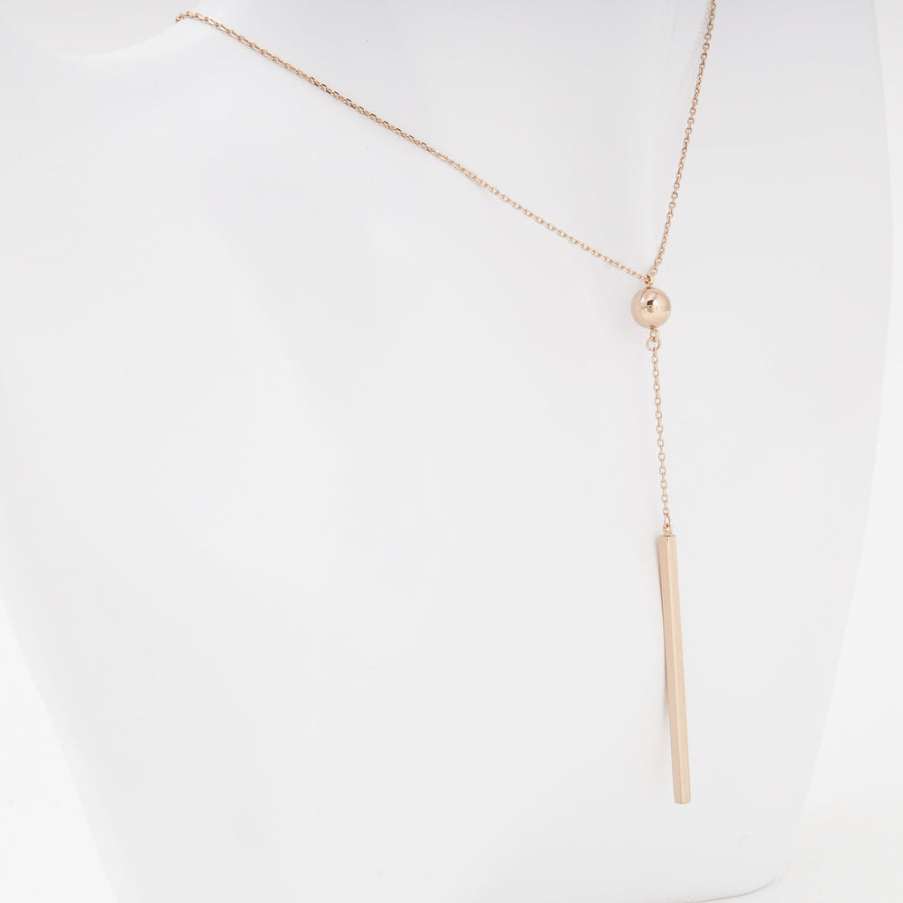 Rose Gold 14K (585) Ball Station With Long Plate Suspension Necklace | Ukrainian Jewelry