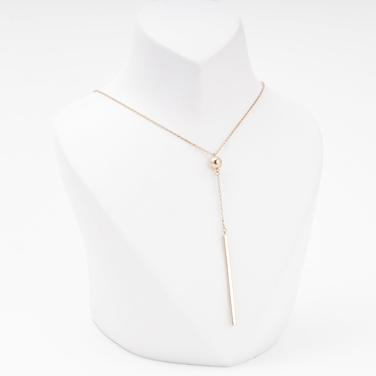 Rose Gold 14K (585) Ball Station With Long Plate Suspension Necklace | Ukrainian Jewelry