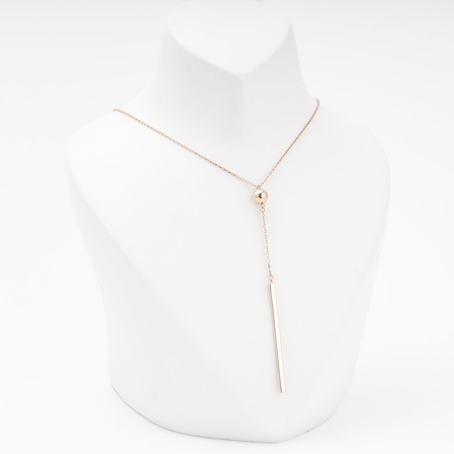 Rose Gold 14K (585) Ball Station With Long Plate Suspension Necklace | Ukrainian Jewelry