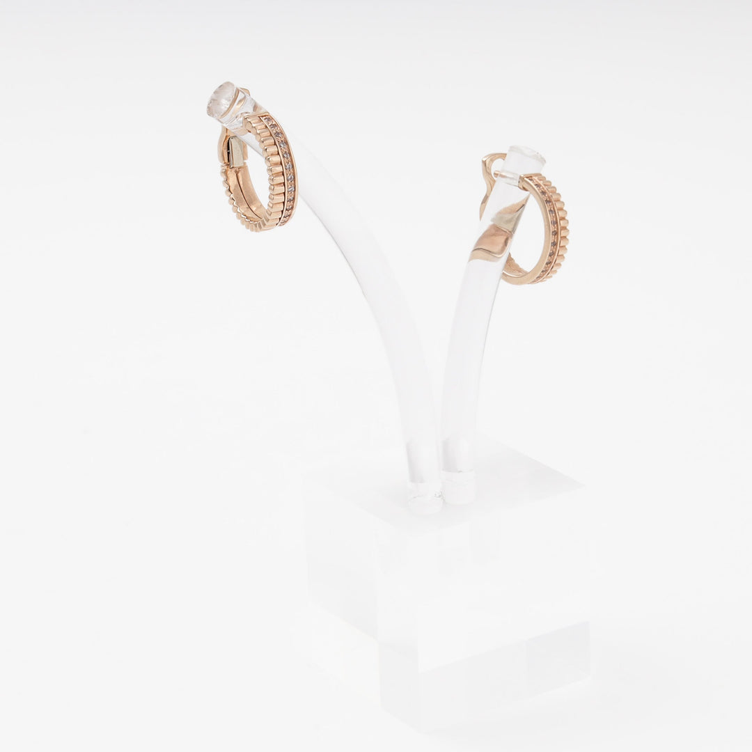Rose Gold 585 (14K) Huggie Earrings with CZ | Ukrainian Jewelry