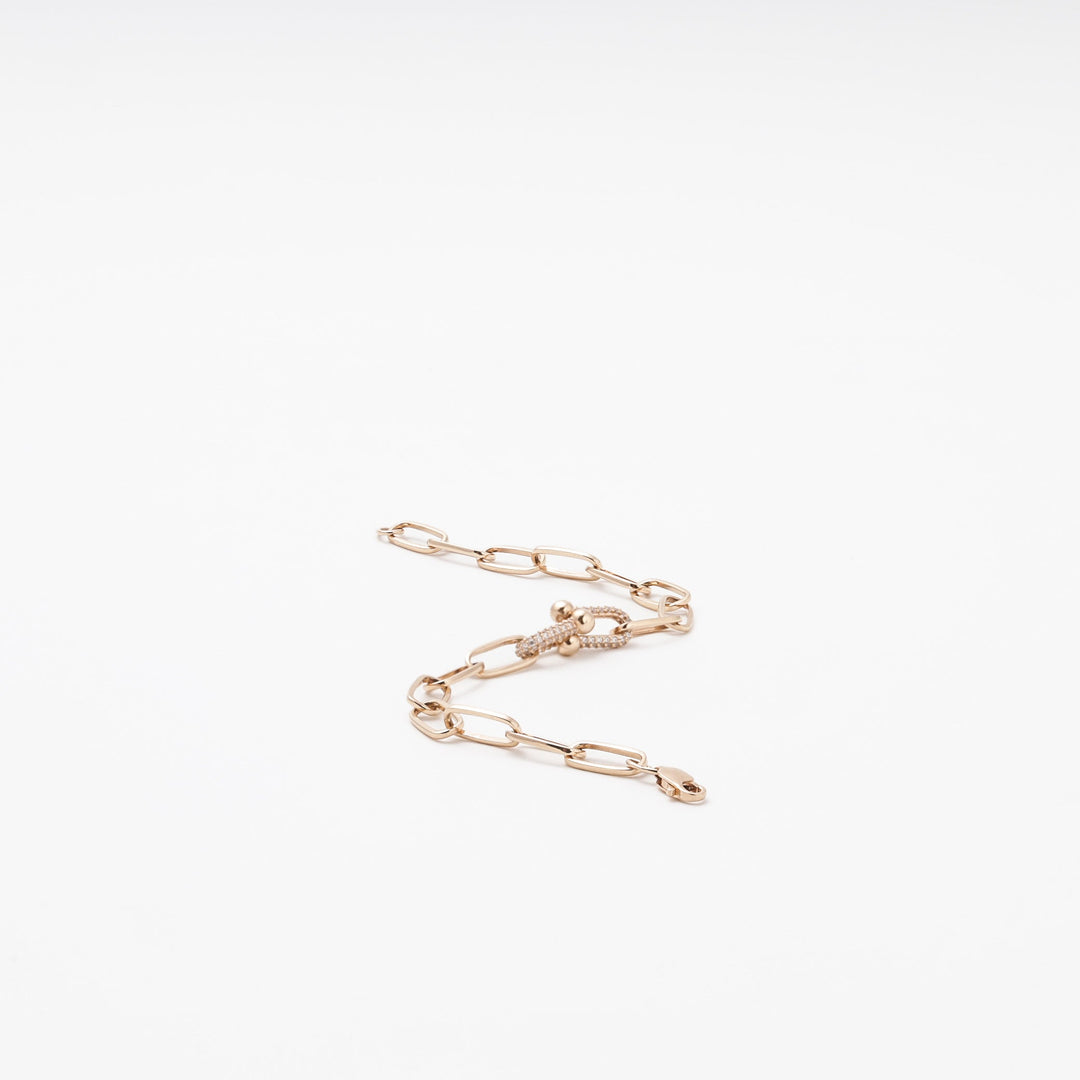 Gold 585 Bracelet with CZ and Gold Beads Accents | Ukrainian Jewelry